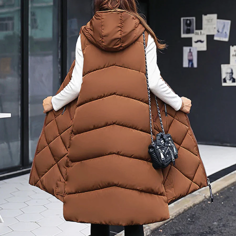 Doudoune sans manches matelassée pour femmes avec capuche