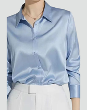 Satin Blouse for Women with Classic Collar and Elegant Fit