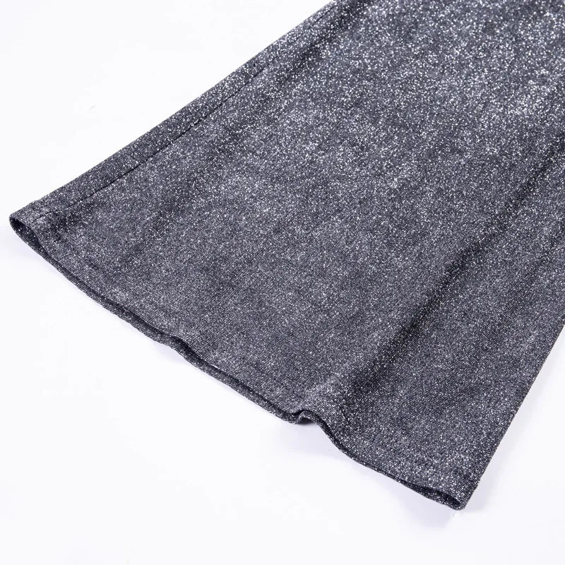 Elegante glitter feest pantalon dames flared pijpen