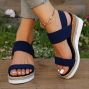 Dames Sleehak Sandalen Met Elastische Bandjes