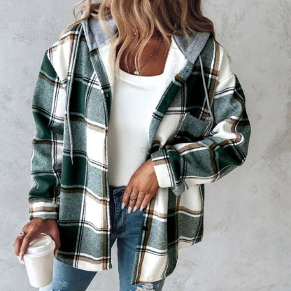 Geruite Herfst Jas Vrouwen capuchon casual