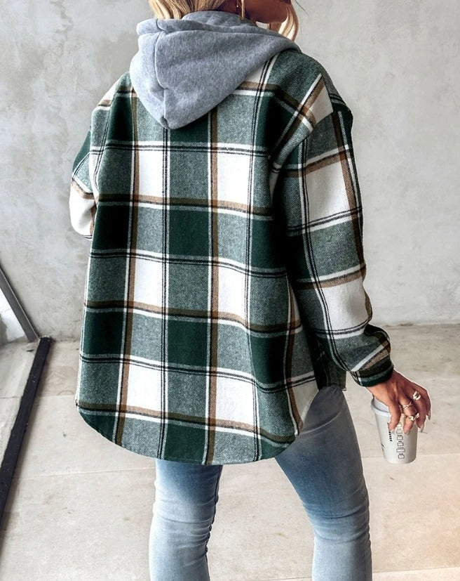 Geruite Herfst Jas Vrouwen capuchon casual