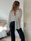 Dames Feestelijke Oversized Blouse met Pailletten en Kraag
