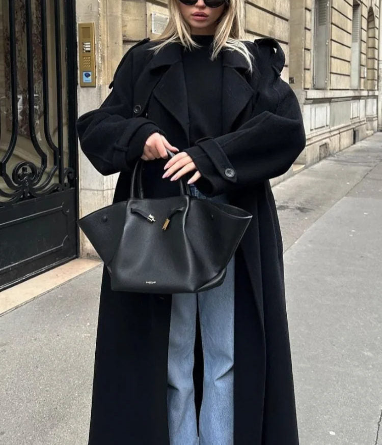 Long Manteau Oversize avec Ceinture pour Femme