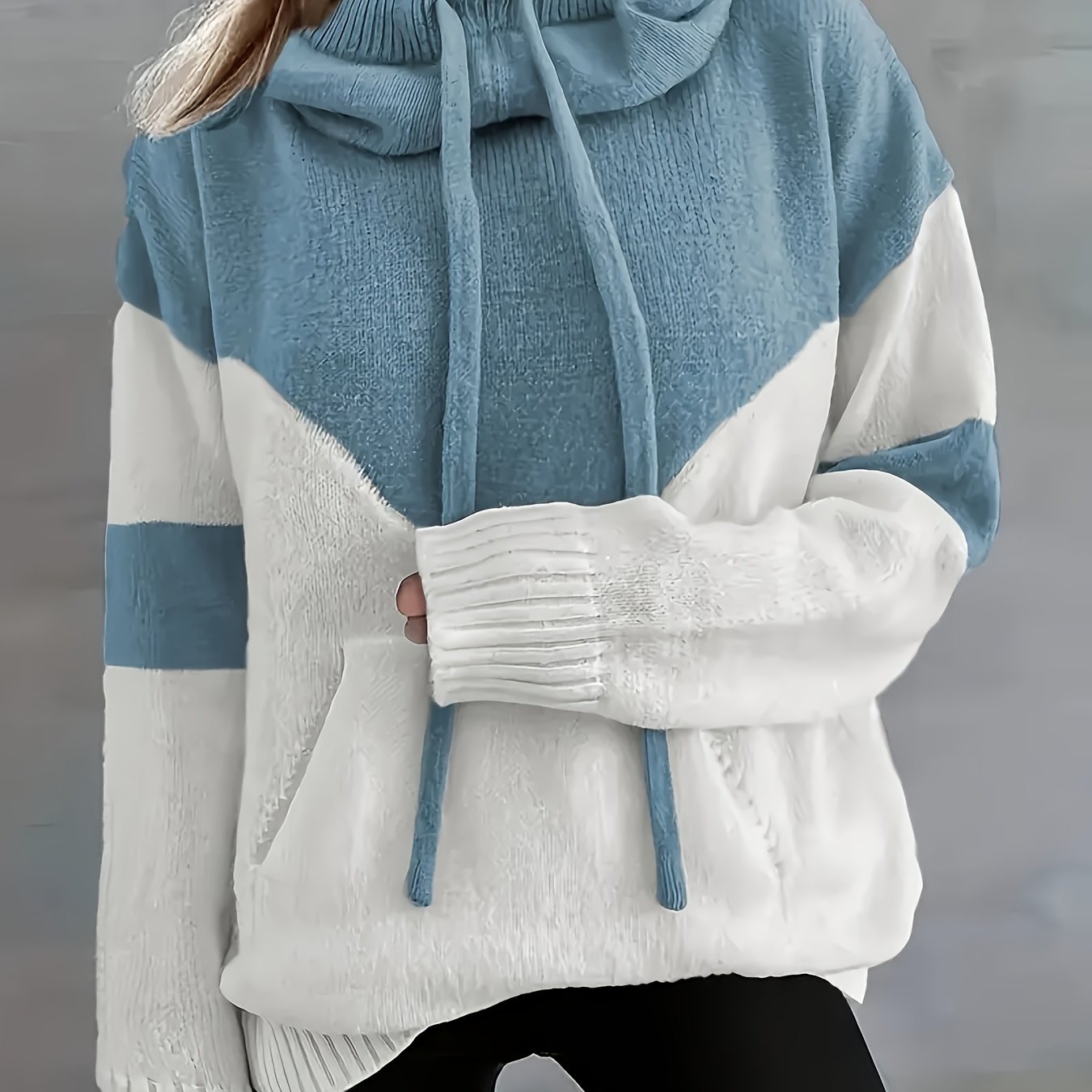 Marguerite color-block pullover, fabric texture close-up detail