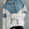 Marguerite color-block pullover, fabric texture close-up detail