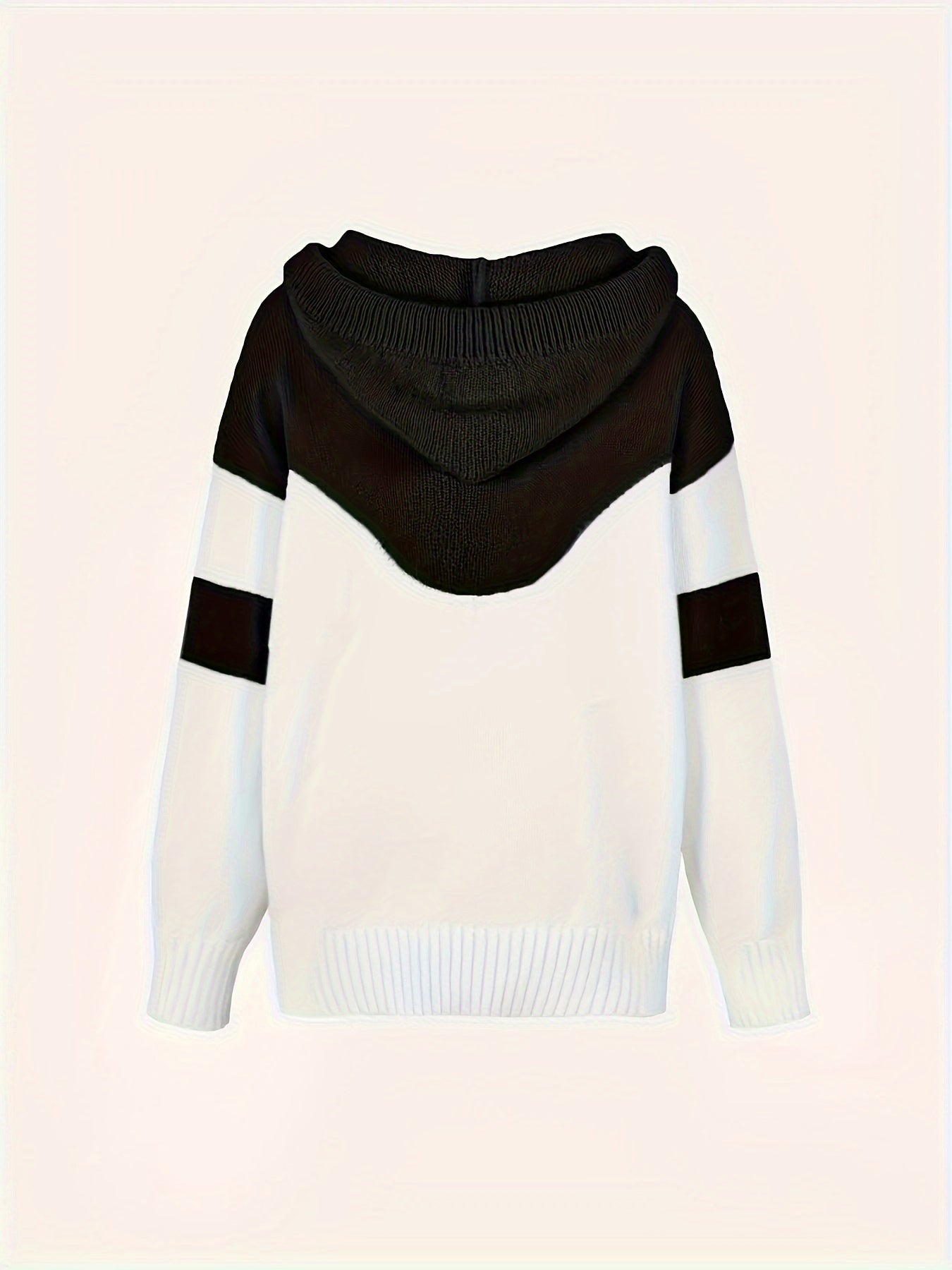 Marguerite color-block hooded pullover, back view flat lay