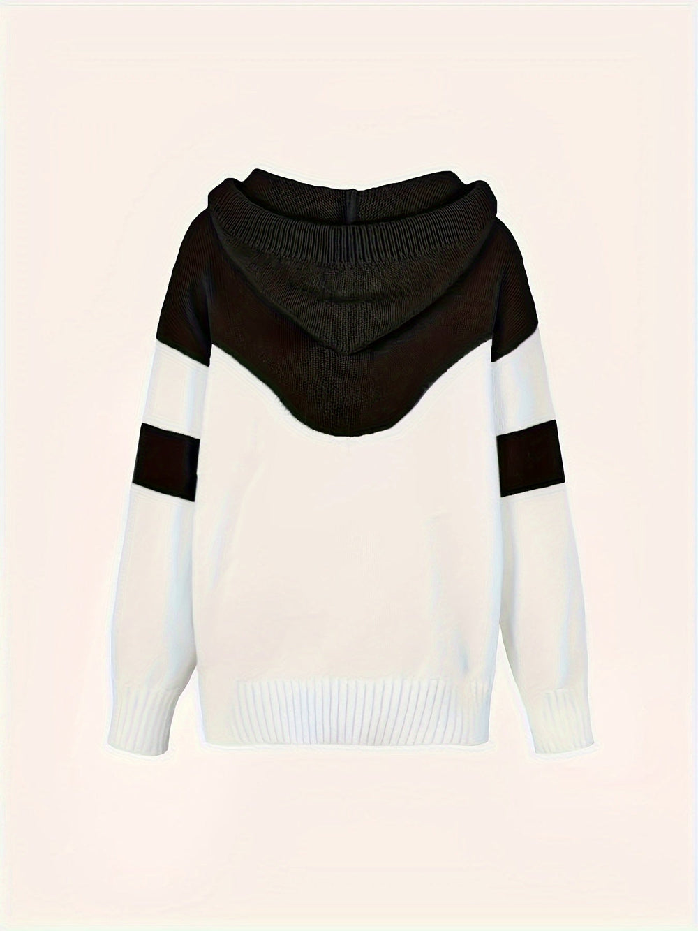 Marguerite color-block hooded pullover, back view flat lay