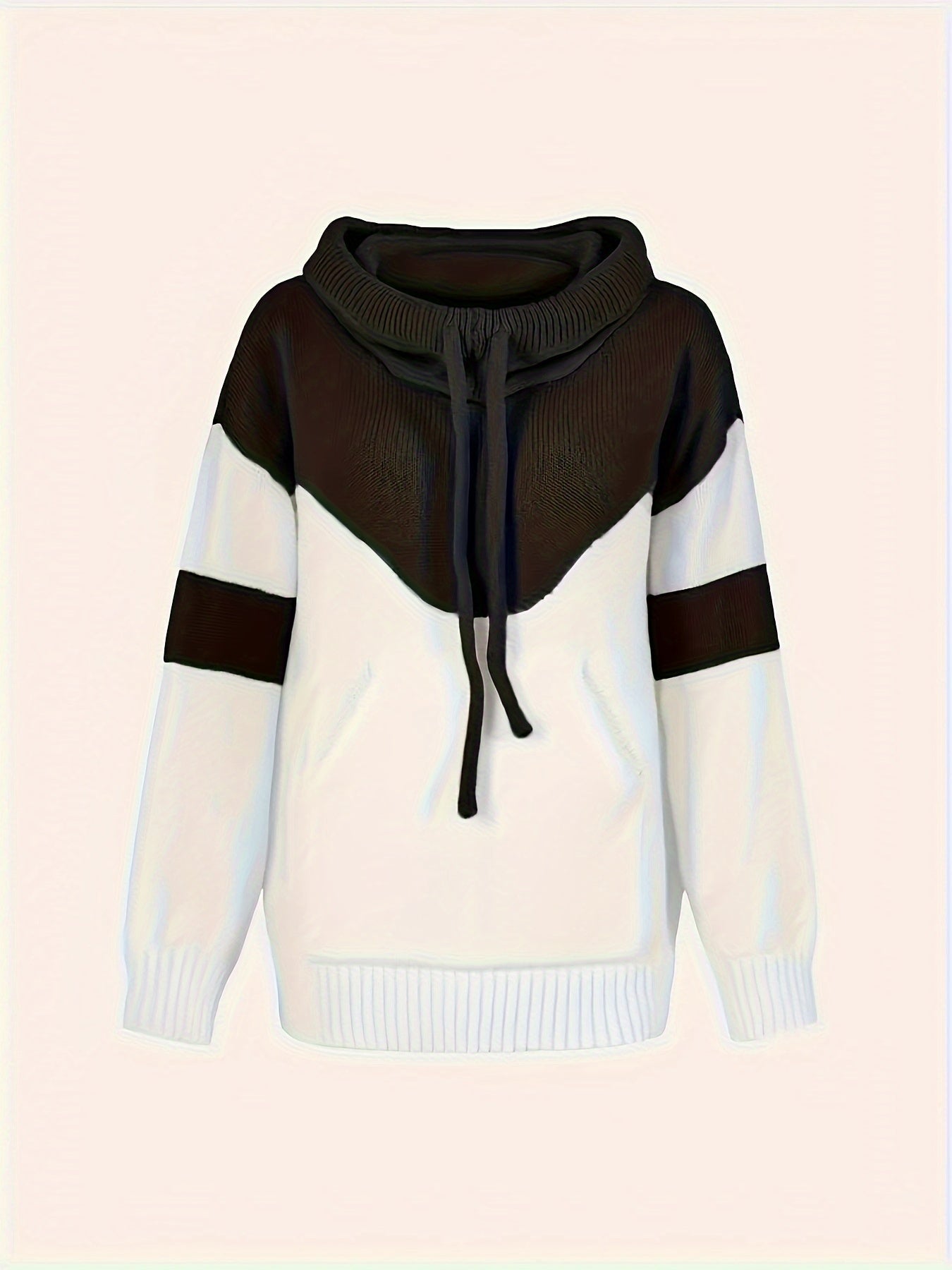 Marguerite color-block hooded pullover, front view flat lay