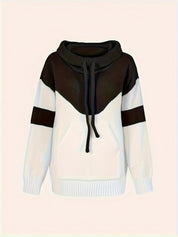 Marguerite color-block hooded pullover, front view flat lay