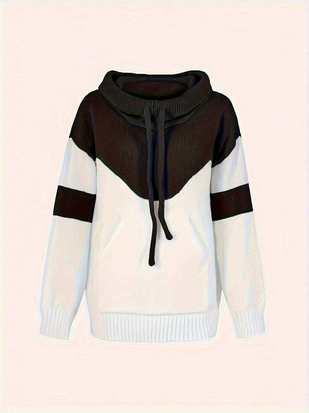 Marguerite color-block hooded pullover, front view flat lay
