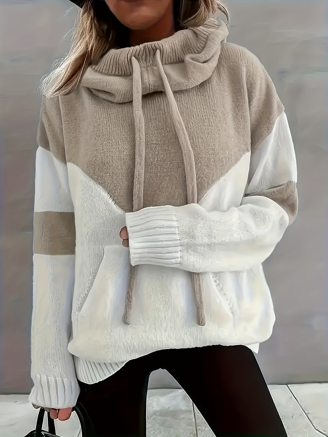 Marguerite color-block pullover, fabric texture close-up detail