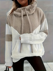 Marguerite color-block pullover, fabric texture close-up detail