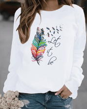 Sweatshirt Drinna hivernal pour femme avec détails plume, coupe confortable et doublure douce adaptée aux journées froides.