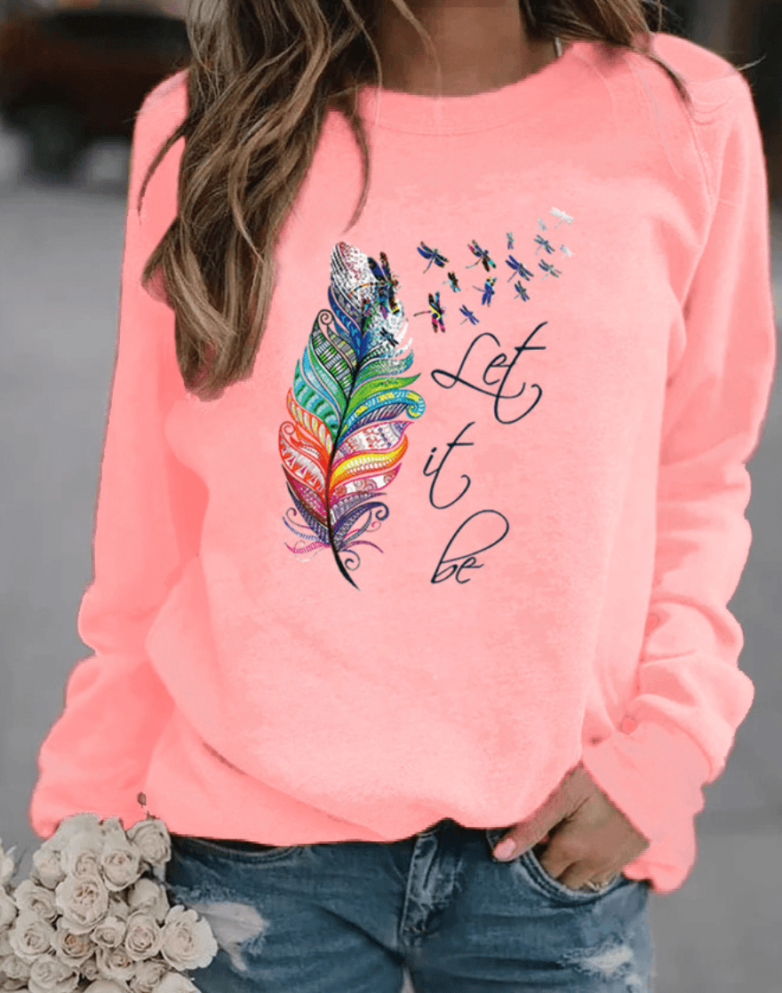 Sweatshirt Drinna hivernal pour femme avec détails plume, coupe confortable et doublure douce adaptée aux journées froides.