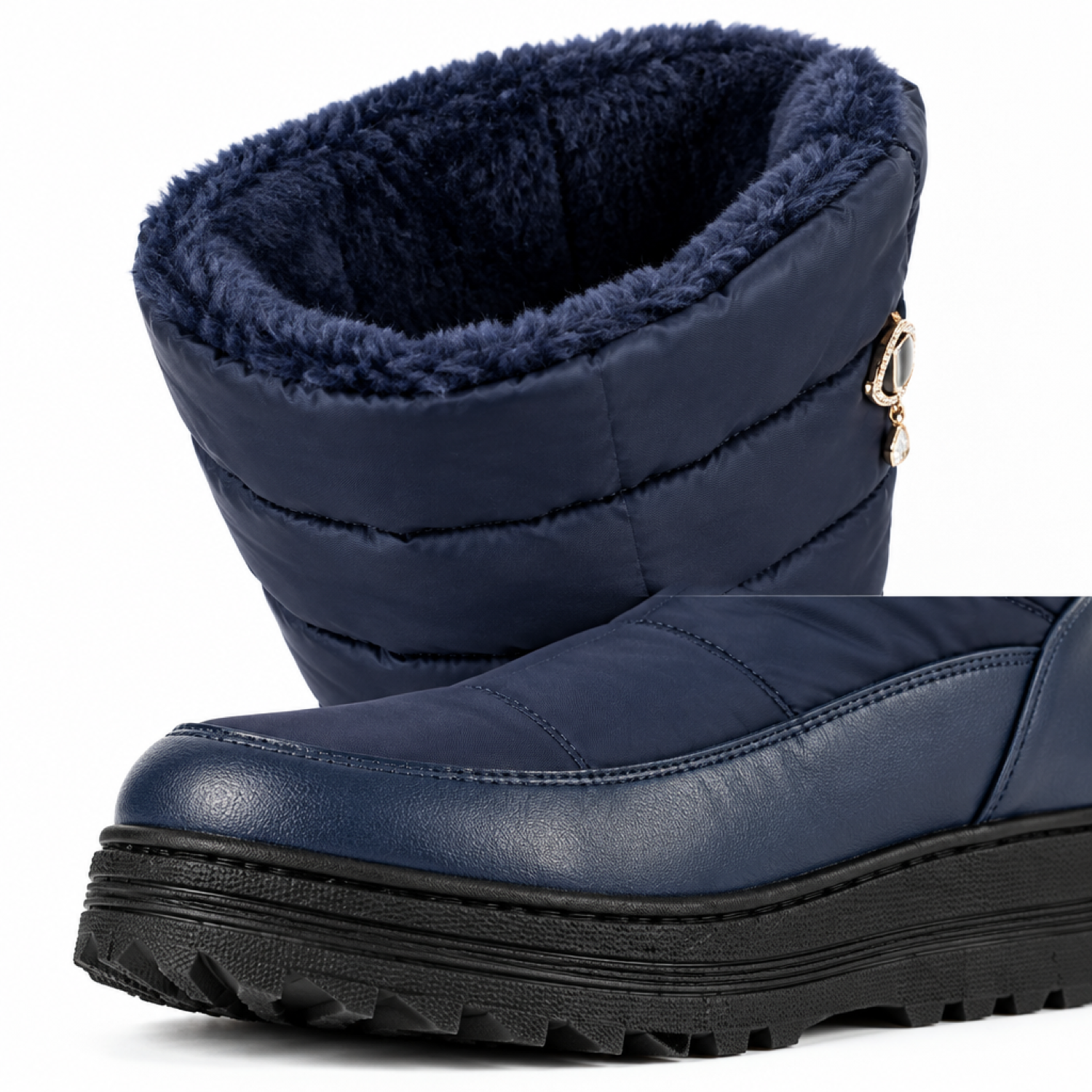 Dames Warme Overknee Snowboots met Bontvoering en Rits