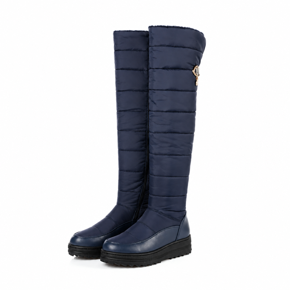 Dames Warme Overknee Snowboots met Bontvoering en Rits