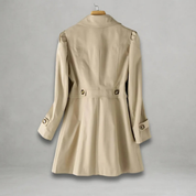 Women's Classic Trench Coat with a Striking Collar and Buttons