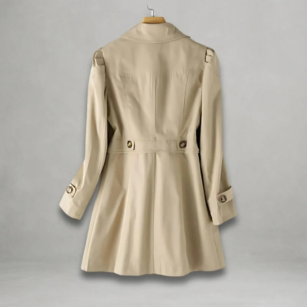 Women's Classic Trench Coat with a Striking Collar and Buttons