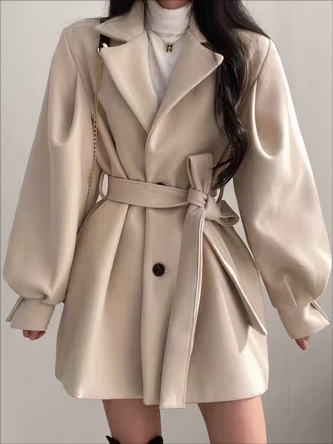 Elegante Korte Trenchcoat Met Ceintuur Voor Vrouwen