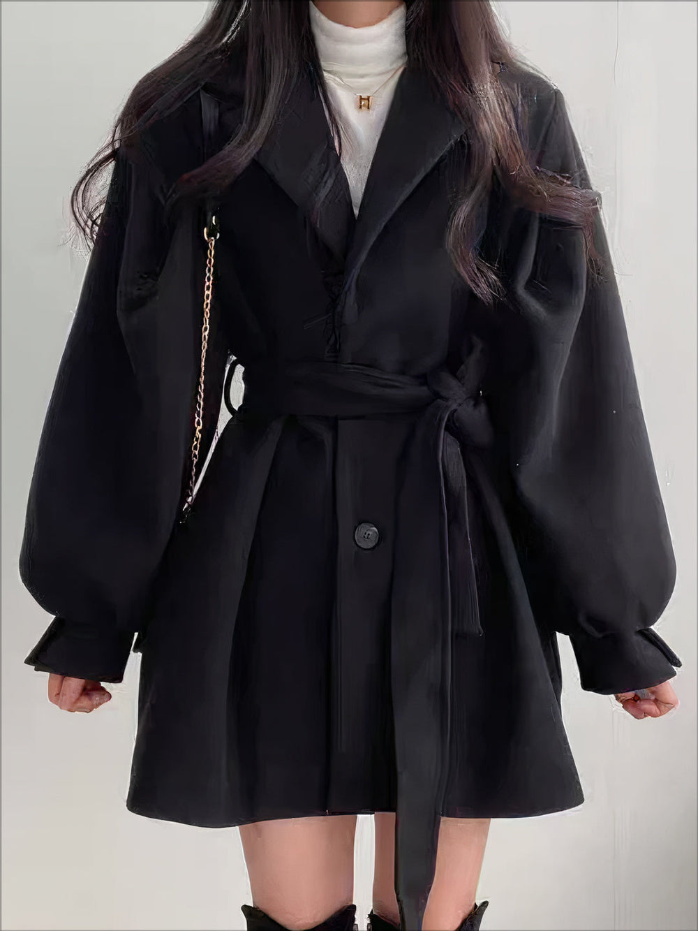 Elegante Korte Trenchcoat Met Ceintuur Voor Vrouwen
