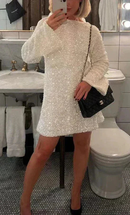 Glitter Chique Vrouwen Mini Cocktailjurk Open Rug Met Strik