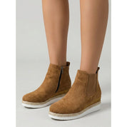 Dames Trendy Platform Enkellaarzen met Sleehak en Rits