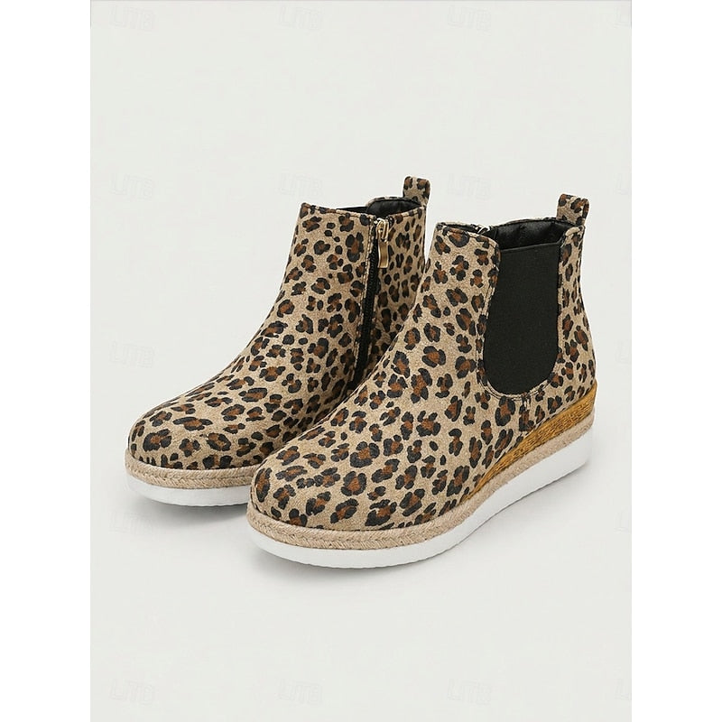 Dames Trendy Platform Enkellaarzen met Sleehak en Rits
