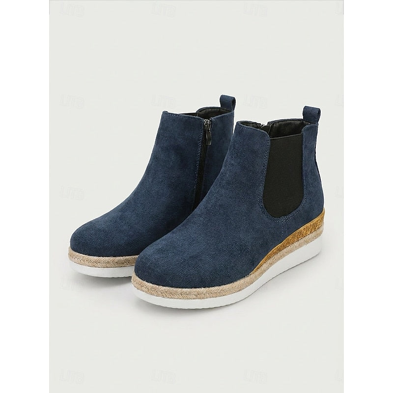 Dames Trendy Platform Enkellaarzen met Sleehak en Rits