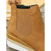 Dames Trendy Platform Enkellaarzen met Sleehak en Rits