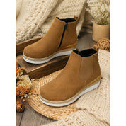 Dames Trendy Platform Enkellaarzen met Sleehak en Rits