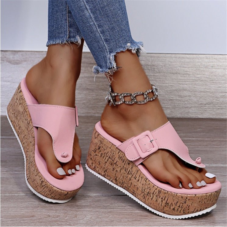 Teen slippers with bow detail and cork sole