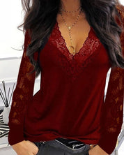 Kanten Blouse Met Diepe V Hals Voor Dames