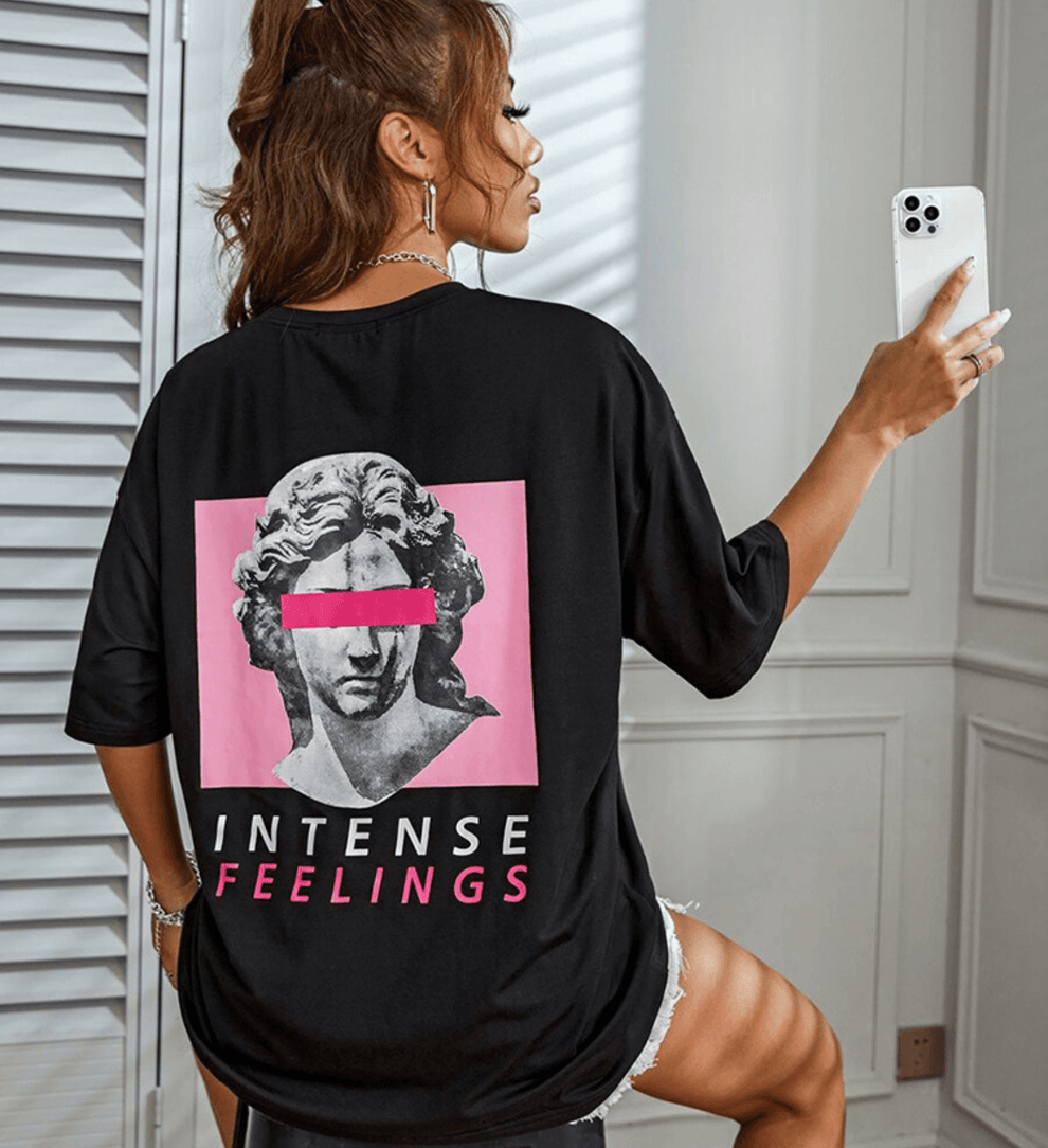Stijlvolle Oversized Dames T Shirt met Artistieke Print