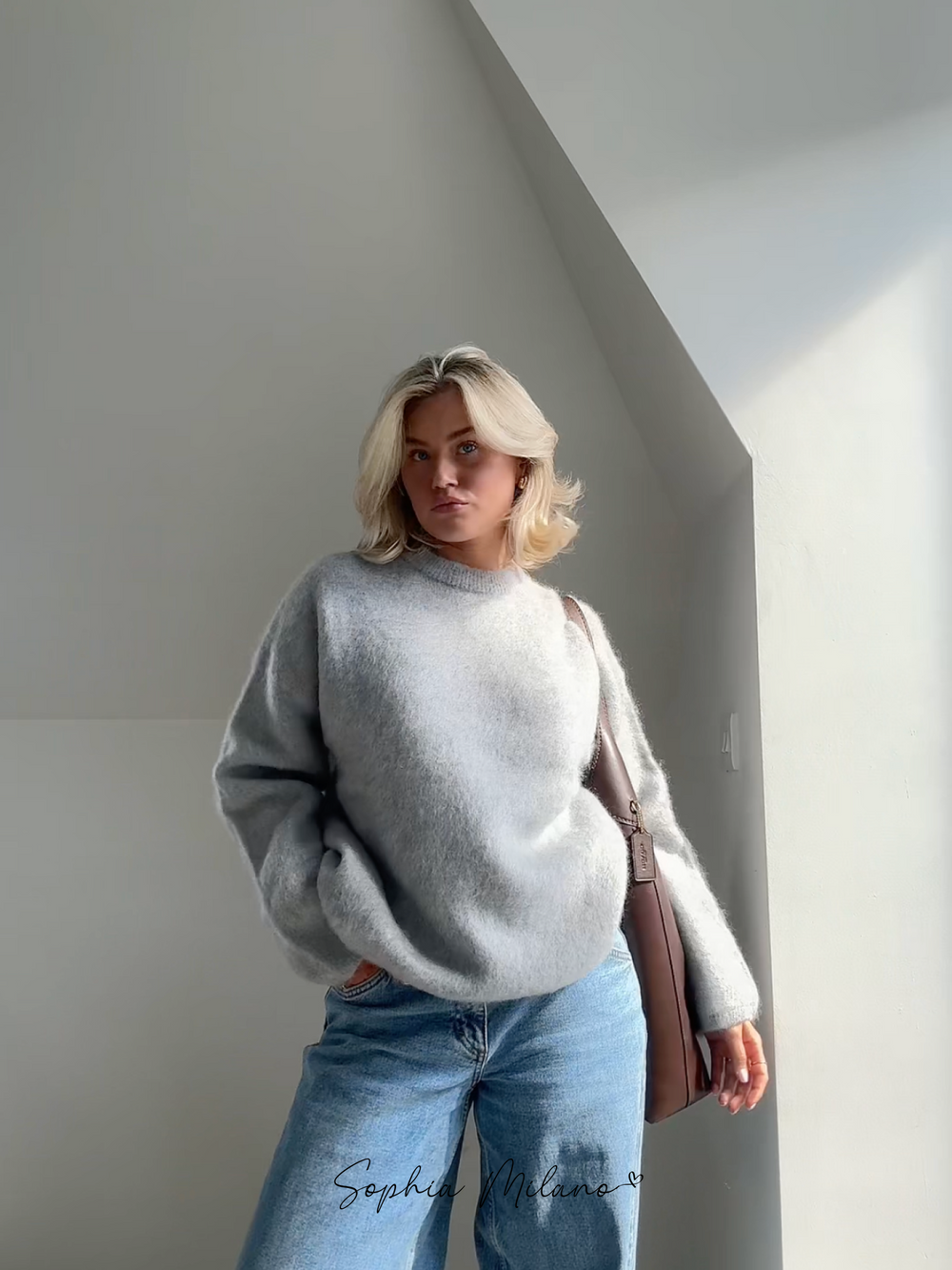 Pull d'hiver doux et chaud pour femmes avec col rond et coupe décontractée