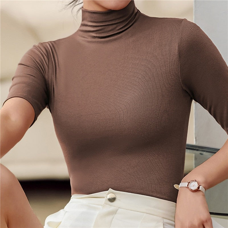 Dames Elegante Slim Fit Top Lange Mouw en Col