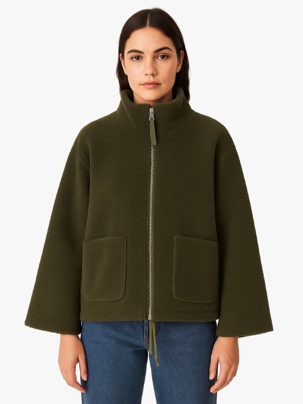 Winterse Oversized Dames Jas met Rits en Zakken