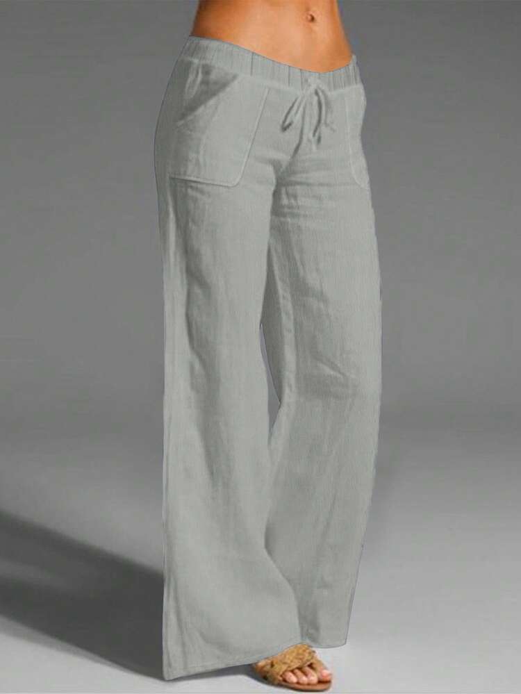 Pantalon Large Confortable Avec Taille Élastique Et Cordon De Serrage Pour Femmes