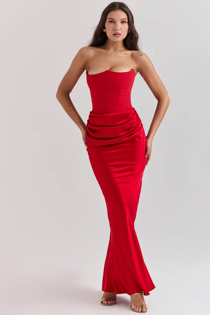 Maxi Galajurk met Korset Strapless Satijn voor Vrouwen