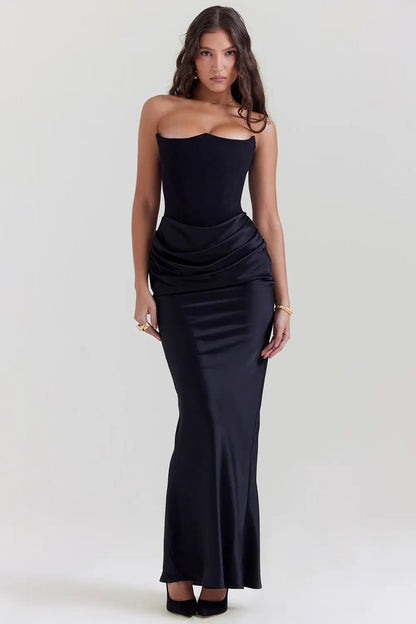 Maxi Galajurk met Korset Strapless Satijn voor Vrouwen