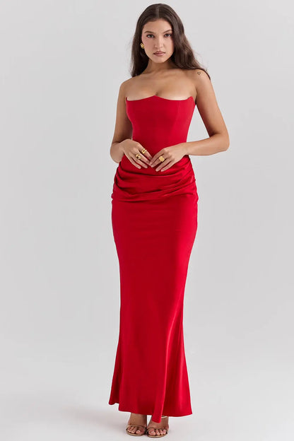 Maxi Galajurk met Korset Strapless Satijn voor Vrouwen