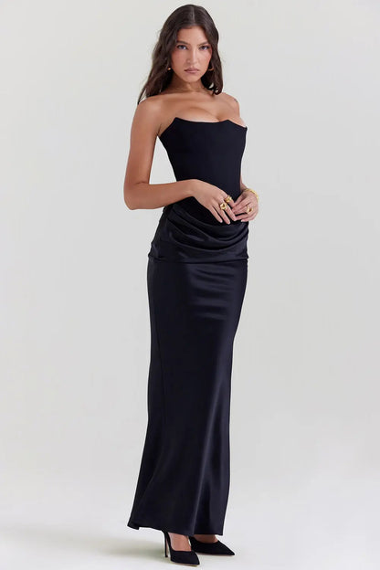 Maxi Galajurk met Korset Strapless Satijn voor Vrouwen