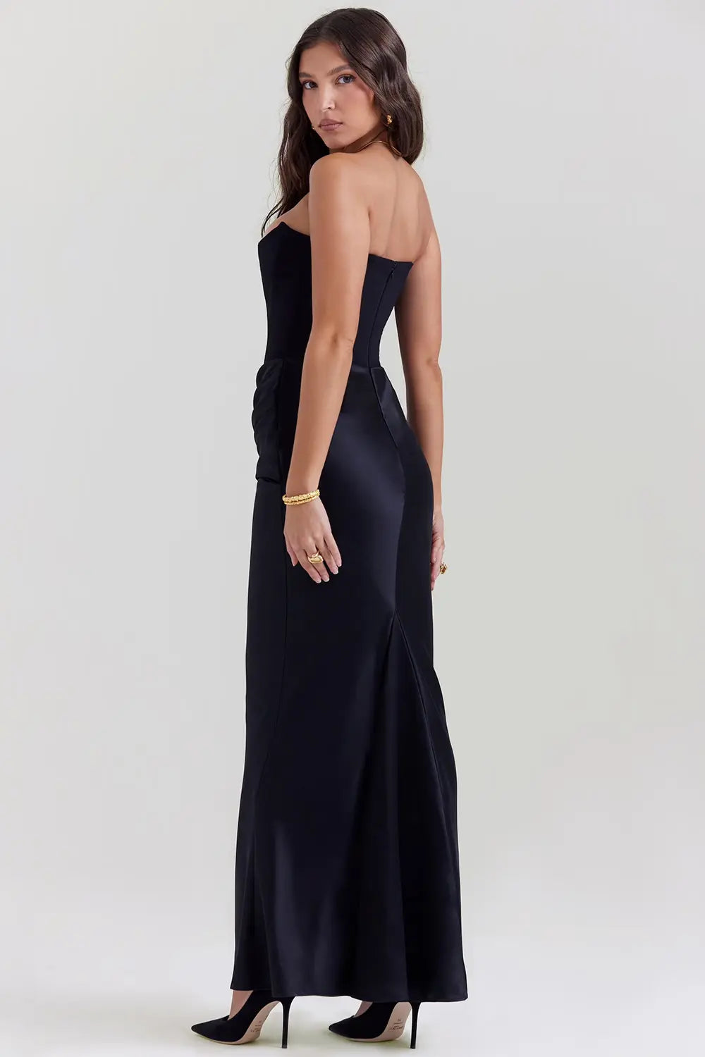 Maxi Galajurk met Korset Strapless Satijn voor Vrouwen