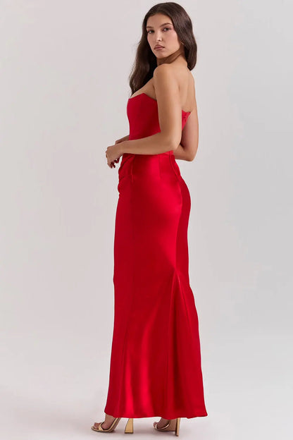 Maxi Galajurk met Korset Strapless Satijn voor Vrouwen