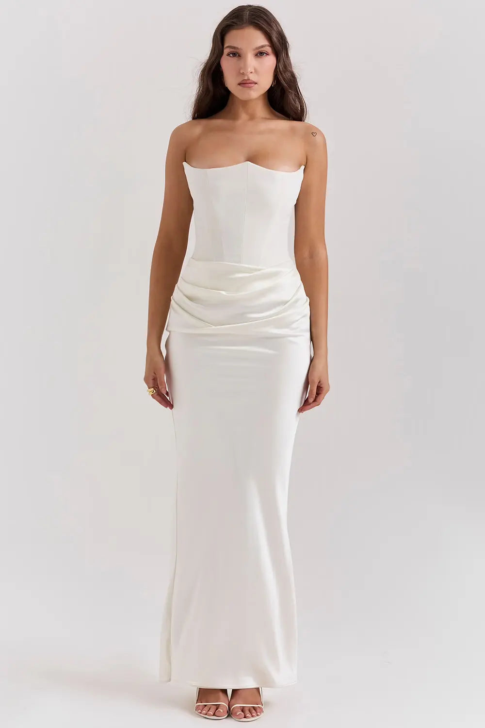 Maxi Galajurk met Korset Strapless Satijn voor Vrouwen