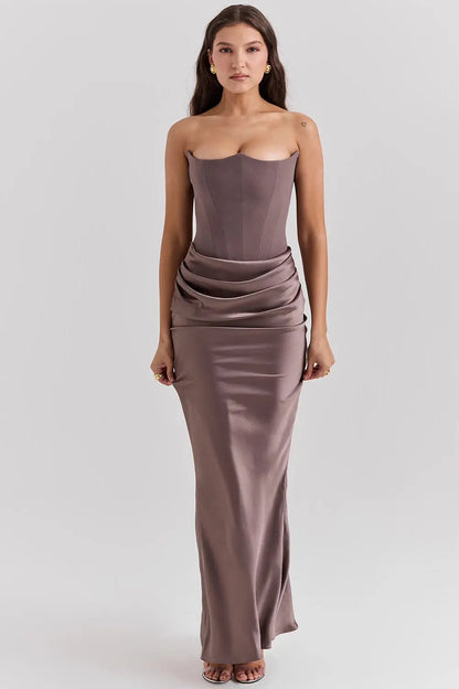 Maxi Galajurk met Korset Strapless Satijn voor Vrouwen