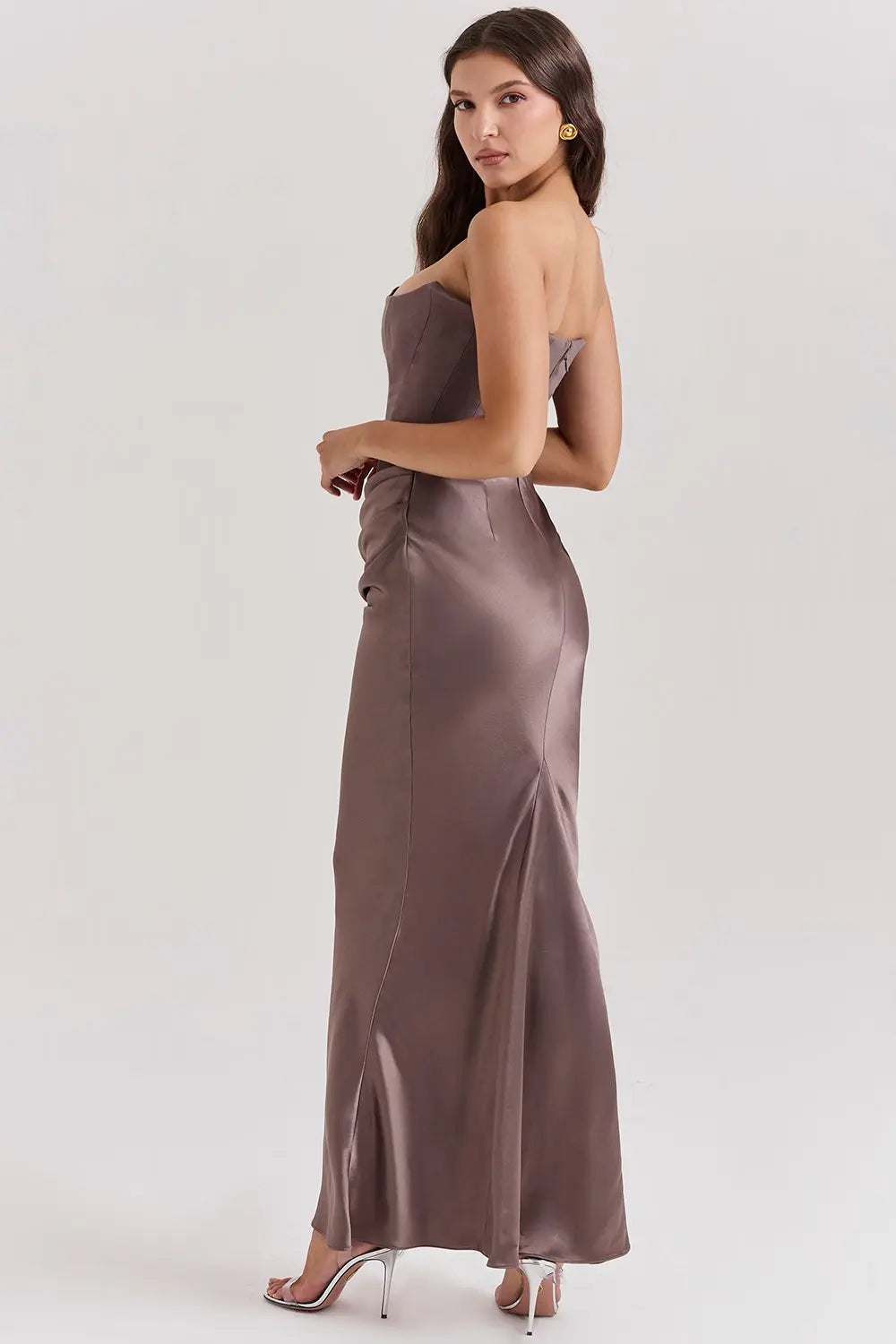 Maxi Galajurk met Korset Strapless Satijn voor Vrouwen