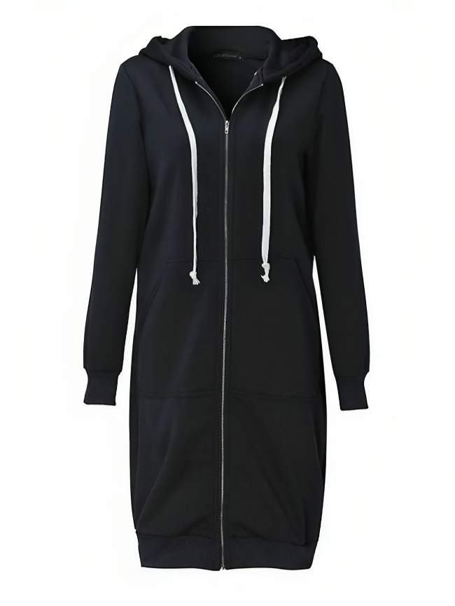 Sporty Comfortable Midi Sweater Dress with Zipper Pockets for Women