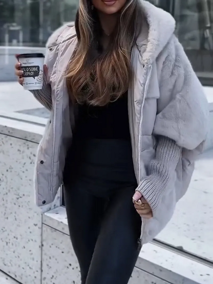 Zachte Warme Fleece Puffer Winterjas met Capuchon voor Vrouwen