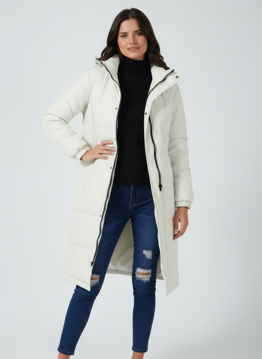 Lange Pufferjas met Capuchon Gewatteerde Winterjas voor Dames